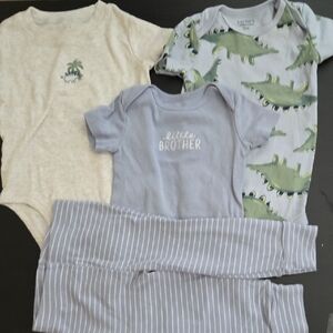 Carter's Baby Onesies Blue Gray And Pants 12 Months